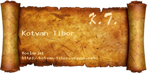 Kotvan Tibor névjegykártya